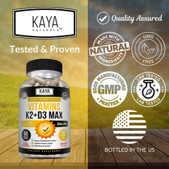 Vitamin K2 (MK7) with D3 5000 IU Supplement, BioPerine Capsules, Immune Health