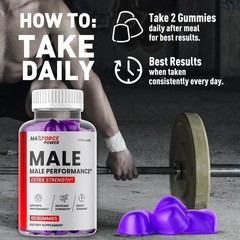 (3 Pack) Max Force Power Male Gummies Advanced Support Supplement 180 Gummies