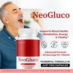 NeoGluco Blood Sugar Support Supplement Capsules Natural 1 Pack 60Ct