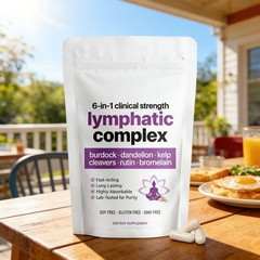 6-in-1 Lymphatic Complex Drainage Supplement Dandelion Burdock Bromelain Kelp