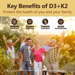 NEW LUXRY Vitamin D3 5000 IU with K2 MK7 250 Veggie Softgels Bone Immune Support