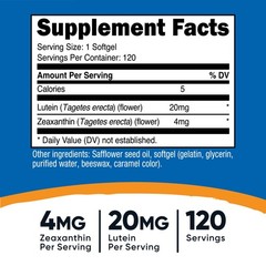 Nutricost Zeaxanthin with Lutein 20mg, 120 Softgels, Non-GMO & Gluten Free