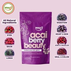 Weekit 7 Acai Berry Beauty Drink Mix 7-Berry Daily Supplement 7 Sachets