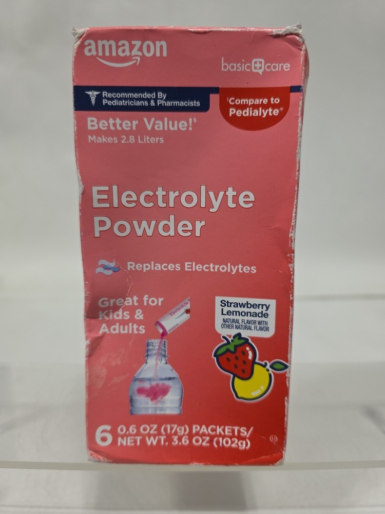 Amazon Basic Electrolyte Powder Strawberry Lemonade 6 ct Compare o Pedialyte