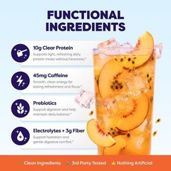 Javvy Strawberry Acai & Passionfruit Peach Clear Protein Refresher 2 Pack