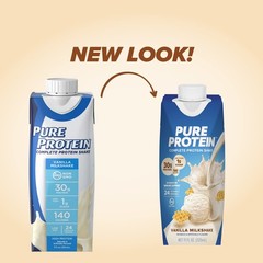 Pure Protein Vanilla Protein Shake, 30g Complete Protein 11oz Bottles, 12 Pack