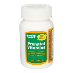 Rugby Prenatal Vitamins Pregnant and Lactating Women Dietary Supplement 100 Tabs
