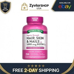 Nature’s Truth Hair, Skin & Nails Vitamins 5000mcg 250 Softgels Non-GMO