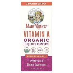 Organic Vitamin A Liquid Drops, Unflavored, 750 mcg, 1 fl oz (30 ml)