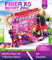 Mikeo Fiber XS Plus Berry Zinc 7 Berry Prebiotic Probiotic Drink Mix 30 Sachets