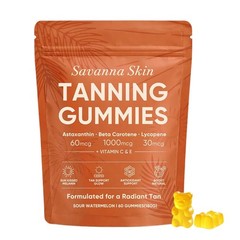 Savanna Skin Tanning Gummies, with Vitamin C & E, Astaxanthin, Beta Carotene