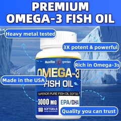 2 Pack 3000mg Omega 3 Fish Oil Supplement w/EPA & DHA,360 Softgels