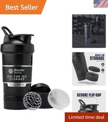 22-Ounce Shaker Bottle with Pill Organizer – ProStak System in Midnight Black