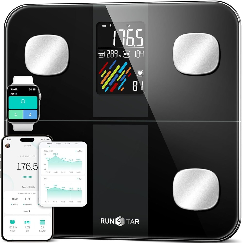 Smart Body Scale: 22 Metrics, Large Display, 0.1 lb precision, 400 lb, 24 users