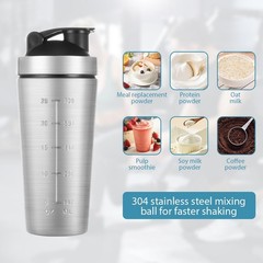Stainless Steel Shaker Bottle with Wire Whisk 900ml, Leak Proof Metal Shaker