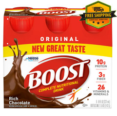 BOOST Original Nutritional Drink, Rich Chocolate, 8 fl oz, Pack of 6 Shakes