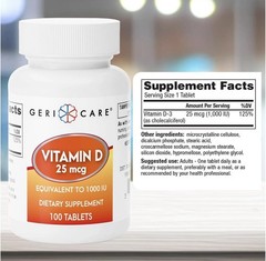 Geri-Care Vitamin D3 1000IU 25mcg Immune Support Daily Supplement 100 Tabs