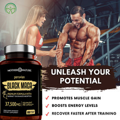 Organic Black Maca Extract, 37,500mg, 180ct & 60ct, for Sexual Health & T Boost