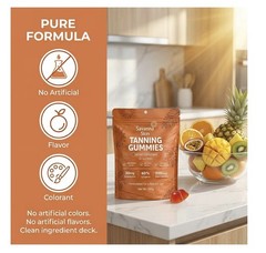 Savanna Skin Tanning Gummies, with Vitamin C & E, Astaxanthin, Collagen. 03/28