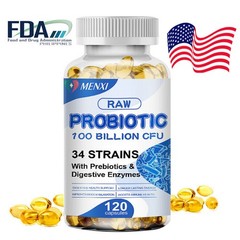 Raw Probiotics 100 Billion CFU Potency Digestive Immune Health 120 Capsules USA