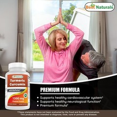 Best Naturals Turmeric Curcumin 1500mg 180 Vegetarian Capsules