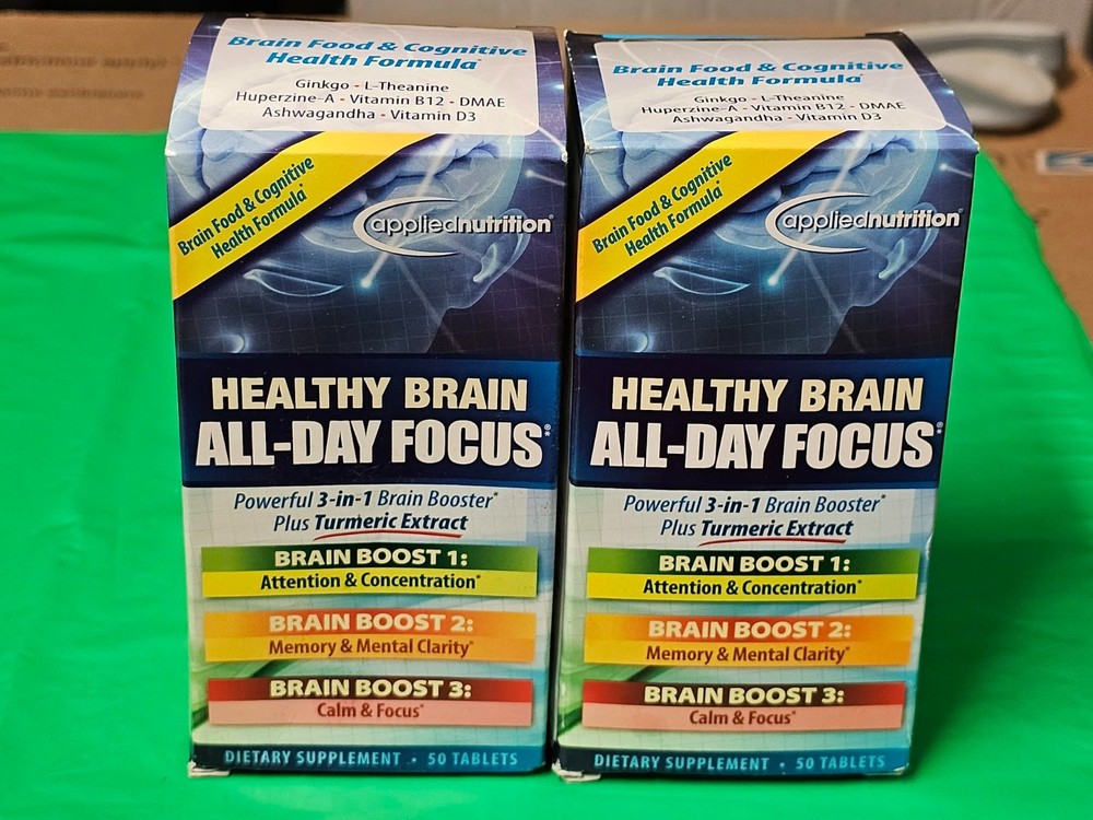 2 Pack – Applied Nutrition Healthy Brain All-Day Focus 50 Tablets/Box Exp 10/26