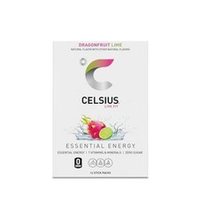 Celsius Essential Energy Powder Drink Mix Sticks Dragonfruit Lime 14ct Vegan