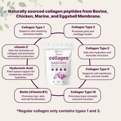 Multi Collagen Peptides , 1lb – Hydrolyzed I,II,III,V,X with Biotin, Hyaluron…