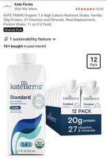 1 Case (12pk) Kate Farms Standard 1.0 Vanilla 11oz 12pk Case EXP April 2027