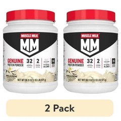 (2 pack) Muscle Milk Genuine Protein Powder, Vanilla, 32g Protein, 1.9lb, 30.9oz