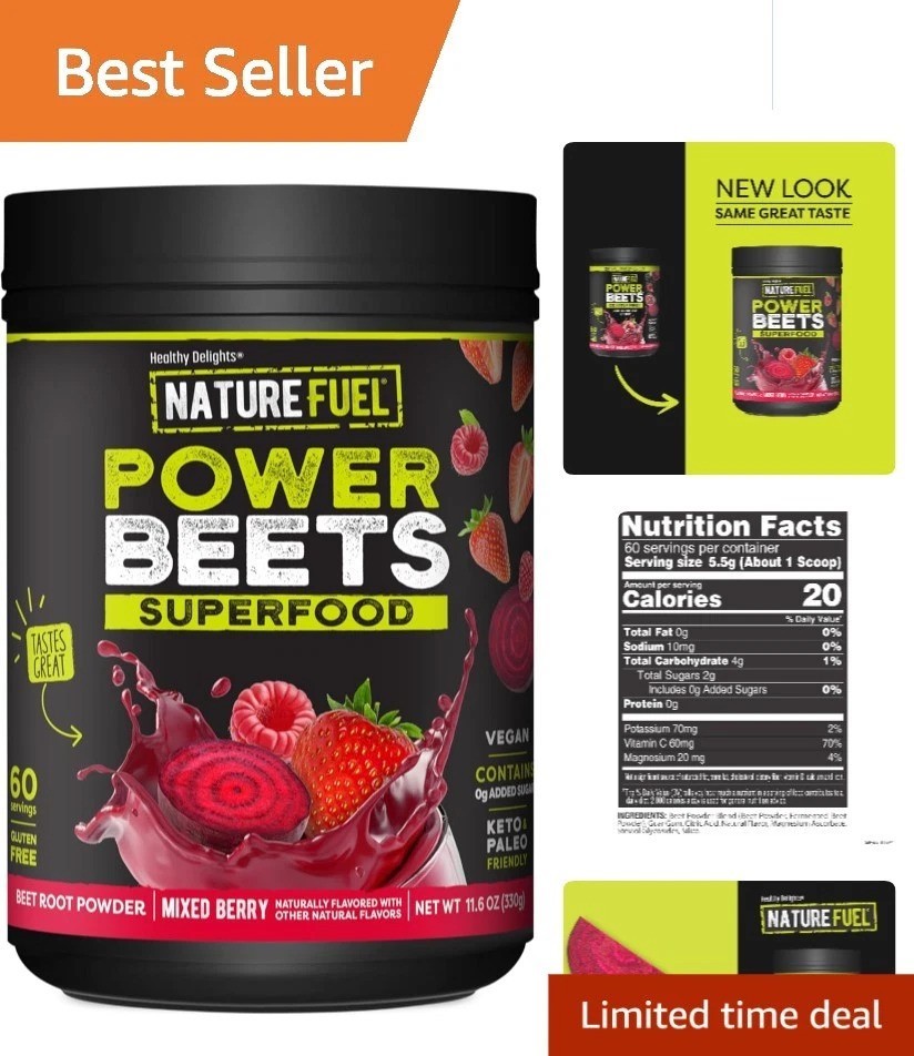 SlimFast Power Beets: Antioxidant-Rich Mixed Berry Supplement, 15.2 oz Canister