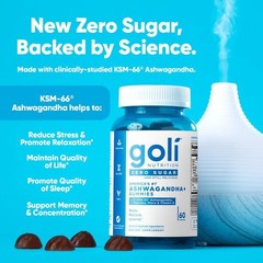 3 BottlesGoli Zero Sugar Trio -ACV Ashwagandha & Probiotic Gummies60 Caps/Bottl