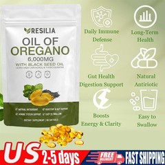 3X Resilia Oil of Oregano 6000mg with Black Seed Oil Softgels – 60 Capsules