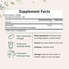 Astaxanthin 12mg with MCT Oil+120 Softgels, 4 Month Supply | Premium Astaxanthi