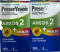 LOT OF 2 PreserVision AREDS 2 + Multivitamin 100 Softgels EXP10/2026+ NEW SHIP
