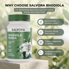 Salvora Rhodiola Rosea Supplement – Golden Root Adaptogen Capsules 60pcs