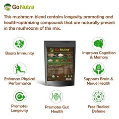 7 Mushroom Blend Powder Organic 8 oz | Reishi Lions Mane Cordyceps | Go Nutra