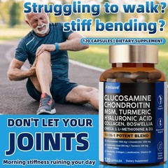 Glucosamine Chondroitin Collagen Hyaluronic Acid MSM Turmeric Joint Support 120c
