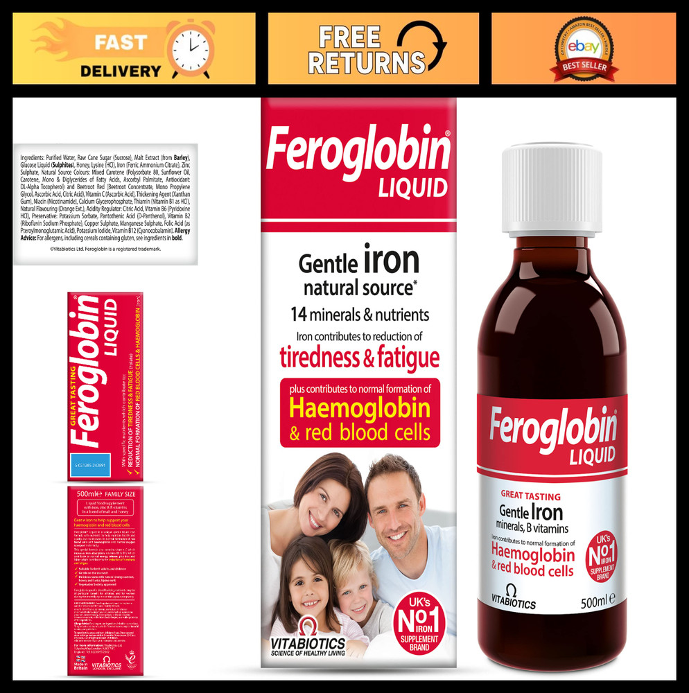 Organic Feroglobin Liquid 500ml – Iron Supplement, Boost Energy & Immunity