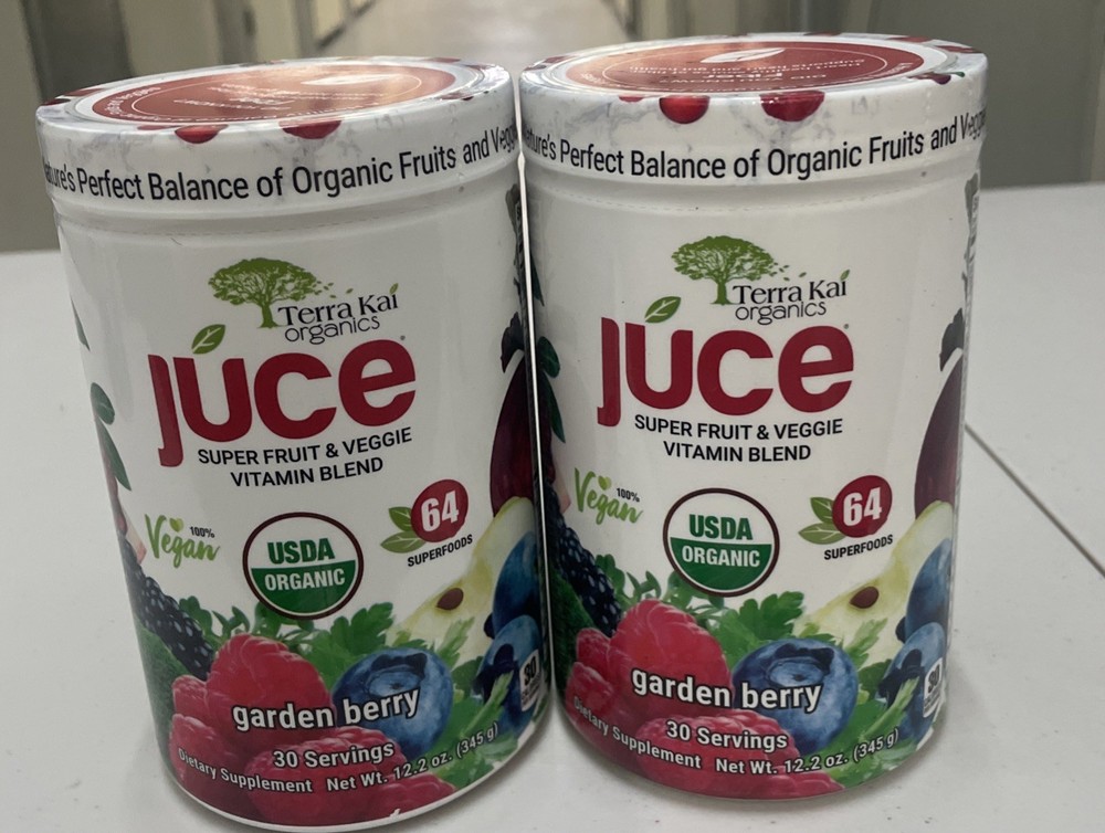 2 Packs Terra Kai Organics JUCE Super Fruit Veggie Vitamin Blend, 12.2 Oz