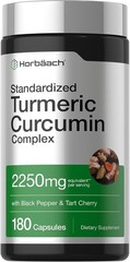 Horbäach Turmeric Curcumin Supplement | with Black Pepper & Tart Cherry, 180 Ct