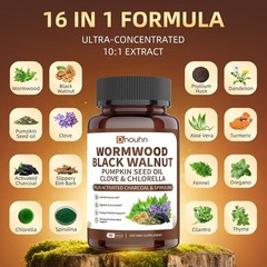 Wormwood Black Walnut Clove Parasite Cleanse for Humans Capsules – Natural Gut