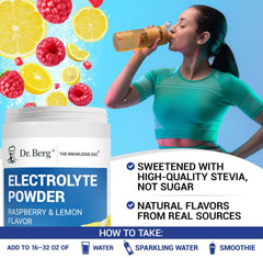 Dr. Berg Zero Sugar Keto Electrolyte Powder, Raspberry Lemon, 100 Servings