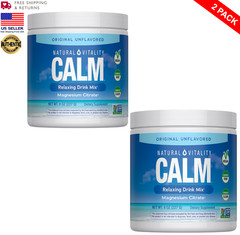 Natural Vitality Calm Magnesium Powder | 8oz Unflavored | 2-Pack | EXP 10/2027