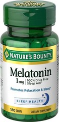 Nature’S Bounty Melatonin, 100% Drug Free Sleep Aid, 1Mg, 180 Tablets