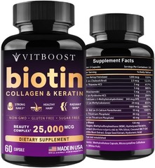 Biotin w/ Hyaluronic Acid Collagen & Keratin Beauty Complex 25000mcg Hair Growth