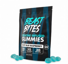 2-Pack Beast Bites Creatine Gummies Creapure Blue Raspberry