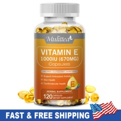 Vitamin E Oil 120 Softgels | Vit E Capsules for Hair Skin Nail Face Health Vegan