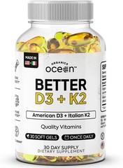 Better D3 + K2 – 100% Organic Formula for Heart & Immune Health – 30 Count