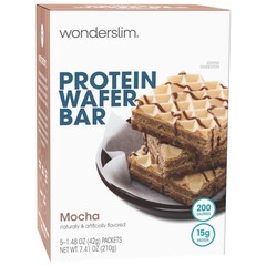 WonderSlim Protein Wafer Snack Bar, Mocha, 200 Calories, 15g Protein, 0mg Cho…